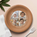 4 Photo Collage with Curvature Custom Text Around Paper Plate<br><div class="desc">Add 4 photos and text to make a special keepsake for a friend or a family event. The border and background can be changed in the advanced design area. Use your square Instagram photos for the best results! TO CHANGE THE BACKGROUND - click on the customise or advanced design area,...</div>