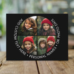 4 Photo Collage with Curvature Custom Text Around Postcard<br><div class="desc">Add 4 photos and text to make a special keepsake for a friend or a family event. The border and background are black but can be changed in the advanced design area. Use your square Instagram photos for the best results! TO CHANGE THE BACKGROUND - click on the customise or...</div>