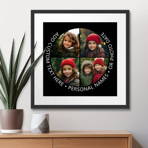 4 Photo Collage with Curvature Custom Text Around Poster