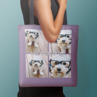 4 Photo Collage with handwritten name - purple