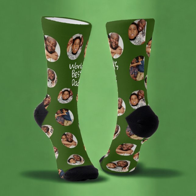 4 Photo Collage Worlds Best Dad Socks (4 Photo Collage World's Best Daddy Socks from Ricaso. Add your own photographs, custom made. )