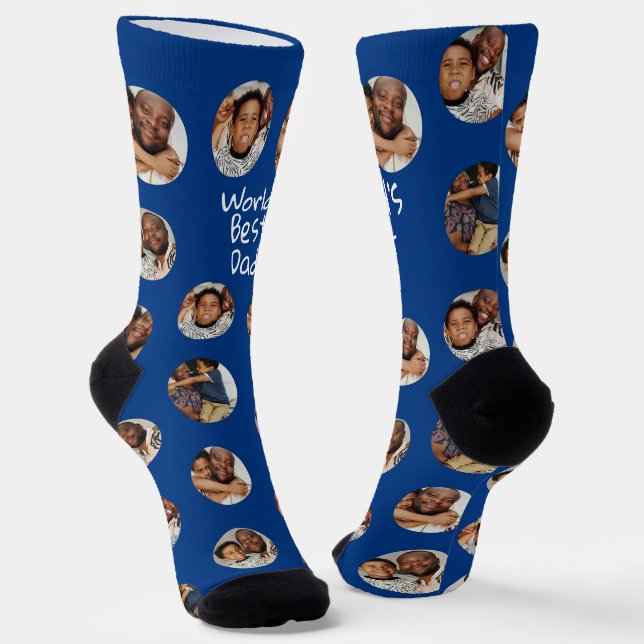 4 Photo Collage Worlds Best Dad Socks (Angled)