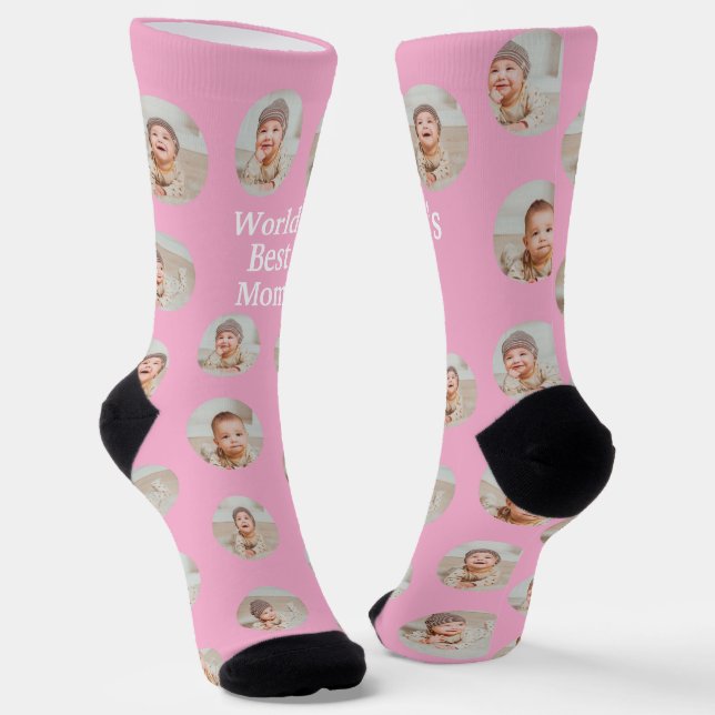 4 Photo Collage Worlds Best Mum Socks (Angled)
