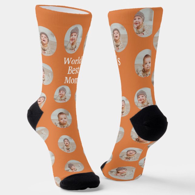 4 Photo Collage Worlds Best Mum Socks (Angled)