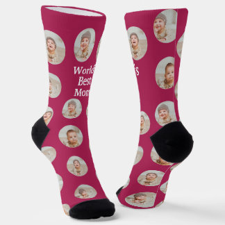 4 Photo Collage Worlds Best Mum Socks