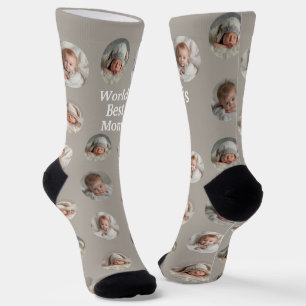4 Photo Collage Worlds Best Mum Socks