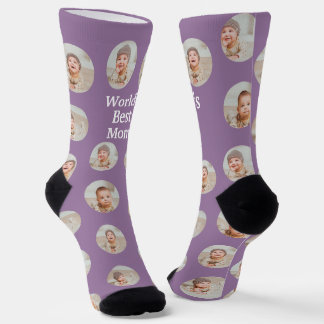 4 Photo Collage Worlds Best Mum Socks