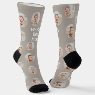 4 Photo Collage Worlds Best Mum Socks