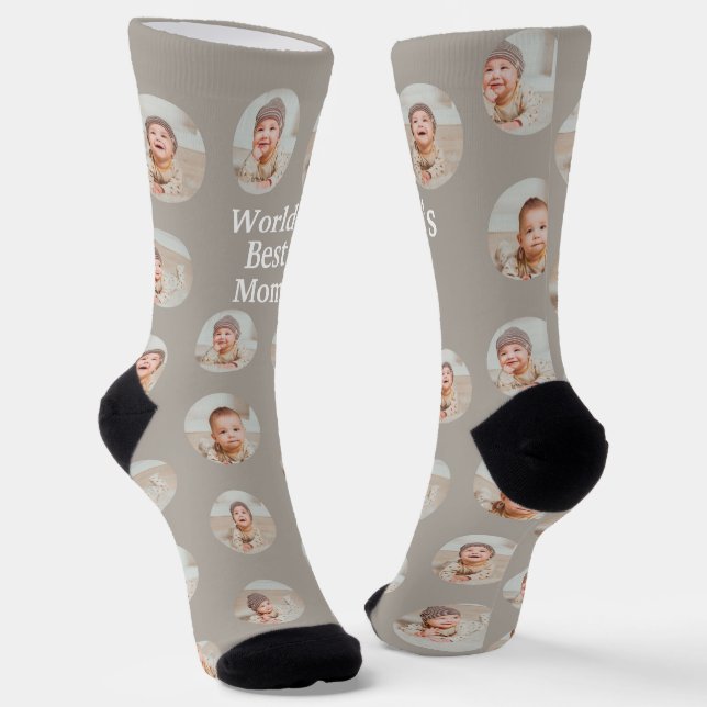 4 Photo Collage Worlds Best Mum Socks (Angled)