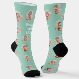 4 Photo Collage Worlds Best Mum Socks