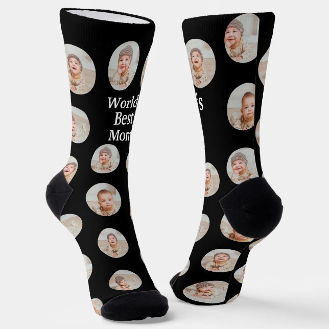 4 Photo Collage Worlds Best Mum Socks (Angled)