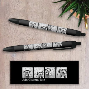 4 Photo Collage - you can change background colour Black Ink Pen