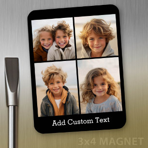 4 Photo Collage - you can change background colour Magnet