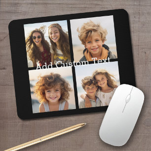 4 Photo Collage - you can change background colour Mouse Pad