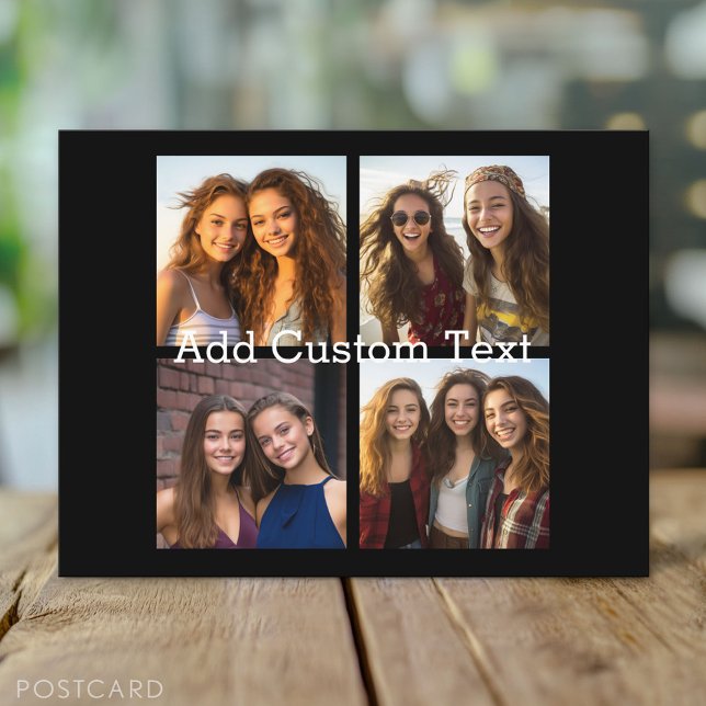 4 Photo Collage - you can change background colour Postcard (Photo Collage Postcard)