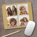 4 Photo Collage - you can change background gold Mouse Pad<br><div class="desc">Use your square Instagram photos for the best results! TO CHANGE THE BACKGROUND - click on the customise or advanced design area, and choose a colour in the colour picker. Add your favourite pictures and snapshots to this film strip for a fun memory keeper. An artistic way to display your...</div>