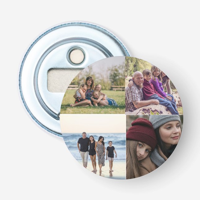 4 Photo Create Your Own Family Photo Bottle Opener (Front)
