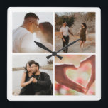 4 Photo Custom Collage Personalized Square Wall Clock<br><div class="desc">Create a Custom Photo Collage unique customized personalized 4 Photo clock from Ricaso</div>