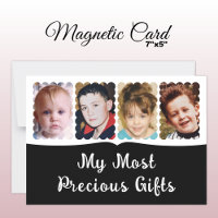 4 photo custom text white black magnetic card