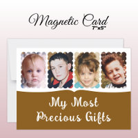 4 photo custom text white brown magnetic card