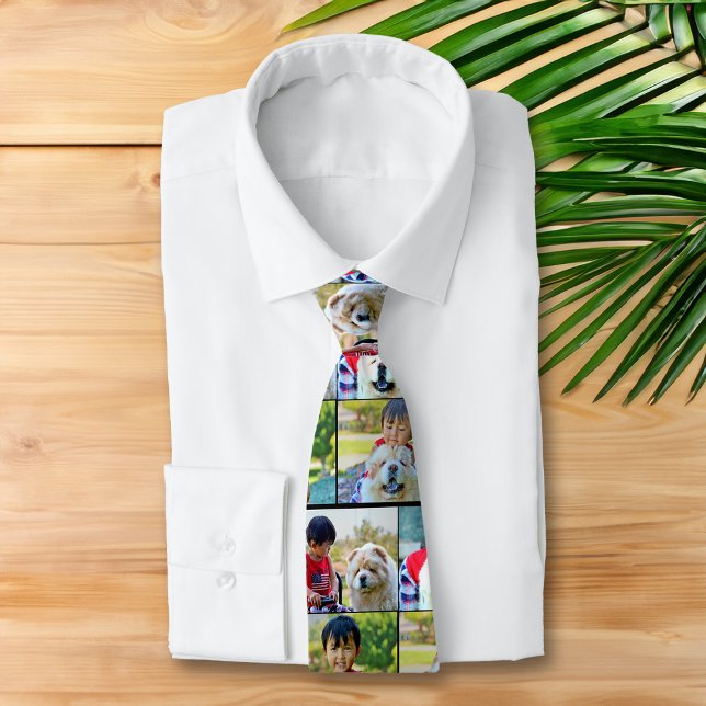 4 Photo Customised Collage Colour Tie (personalized photo collage necktie)