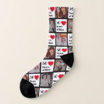 4 Photo Dating or 50th Wedding Anniversary Gift Socks<br><div class="desc">These super-cute, customisable, 4-photo, dating or 50th wedding anniversary socks make a fun gift for your wife, husband, girlfriend or boyfriend. The simple, modern, design features a bold font in black and red hearts. The text and photos can be changed using the text and photo templates. The colours of the...</div>