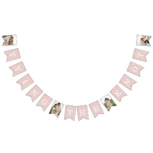 4 Photo Engagement Party Blush Pink Bunting Flags