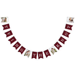 4 Photo Engagement Party Burgundy Bunting Flags