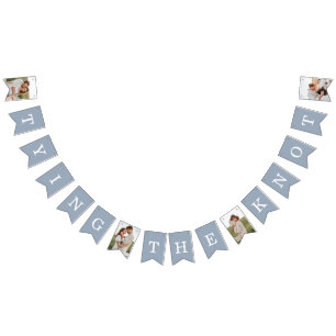 4 Photo Engagement Party Dusty Blue Bunting Flags