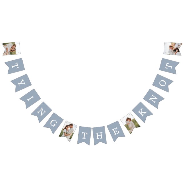 4 Photo Engagement Party Dusty Blue Bunting Flags (All)