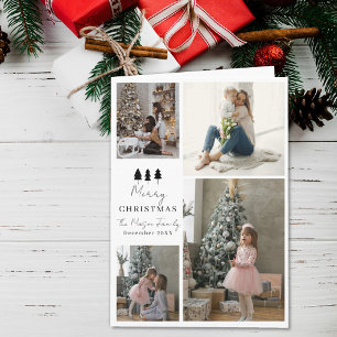 4 Photo Family Christmas Card Trees Design