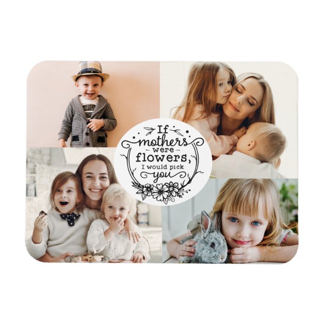 4 photo family collage mum keepsake mothers day magnet (Horizontal)