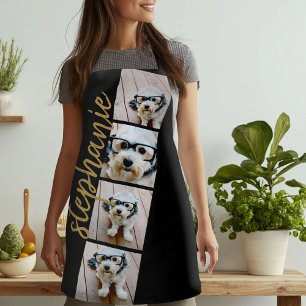 4 Photo Film Strip Collage Script Name black Apron