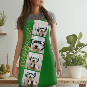4 Photo Film Strip Collage Script Name green Apron