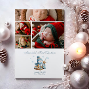 4 Photo First Christmas Birth Announcement 