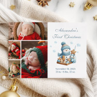 4 Photo First Christmas Birth Announcement 