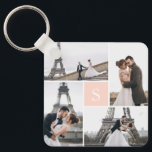 4 Photo Gallery Blush Pink Monogram Key Ring<br><div class="desc">Add your photos and custom monogram for a special one of a kind design.</div>