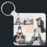 4 Photo Gallery Blush Pink Monogram Key Ring<br><div class="desc">Add your photos and custom monogram for a special one of a kind design.</div>