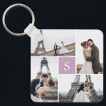 4 Photo Gallery Lovely Lavender Monogram Key Ring<br><div class="desc">Add your photos and custom monogram for a special one of a kind design.</div>