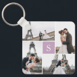 4 Photo Gallery Lovely Lavender Monogram Key Ring<br><div class="desc">Add your photos and custom monogram for a special one of a kind design.</div>