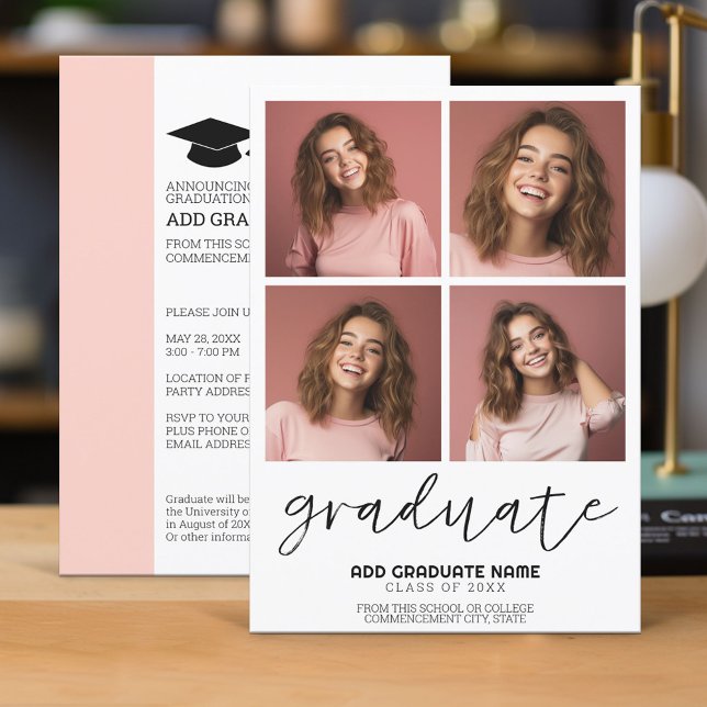 4 Photo Graduate Minimal - Graduation Party Invitation (Graduation Invitation - Classic)
