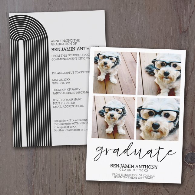 4 Photo Graduate Minimal MCM - Graduation Party Invitation (Creator Uploaded)