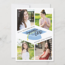 4 Photo Graduation Cap Announcement and Invitation