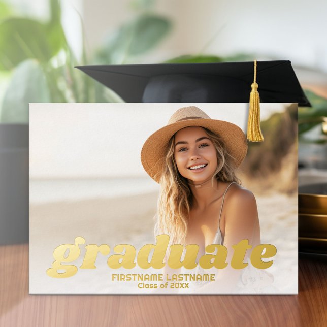 4 Photo Graduation Party Modern Script Real (Graduation Party Invitation with Multiple Photos)