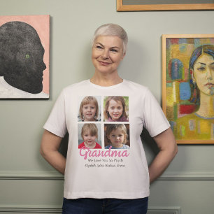 4 photo Grandma Love Custom T-Shirt