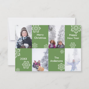 4 Photo Green Background - 3x5 Christmas Card