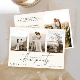 4 Photo Happily Ever After Party Cream Wedding Announcement
