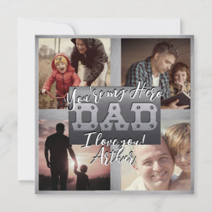 4 Photo - Happy Father’s Day Metal Theme Holiday Card