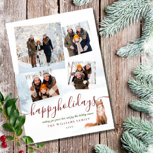 4 Photo Happy Holidays Winter Fox Christmas Holiday Card