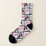 4 Photo I Love My Girlfriend Pink Hearts Gift Socks<br><div class="desc">These super-cute, customisable, 4-photo, I Love My Girlfriend socks make a fun gift for your boyfriend on his birthday, Valentine's Day, your anniversary or just because. The simple, modern, design features a mix of bold and retro typewriter fonts in black and pink hearts. Simply change out the photo with your...</div>